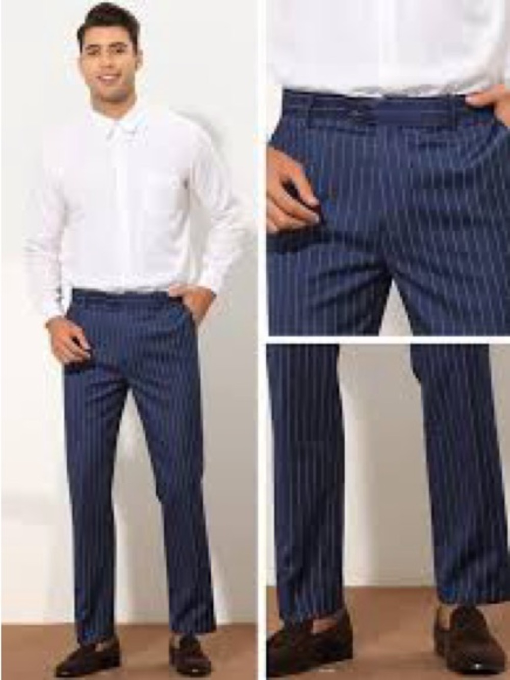 Canali Navy Pinstripe Dress Trousers